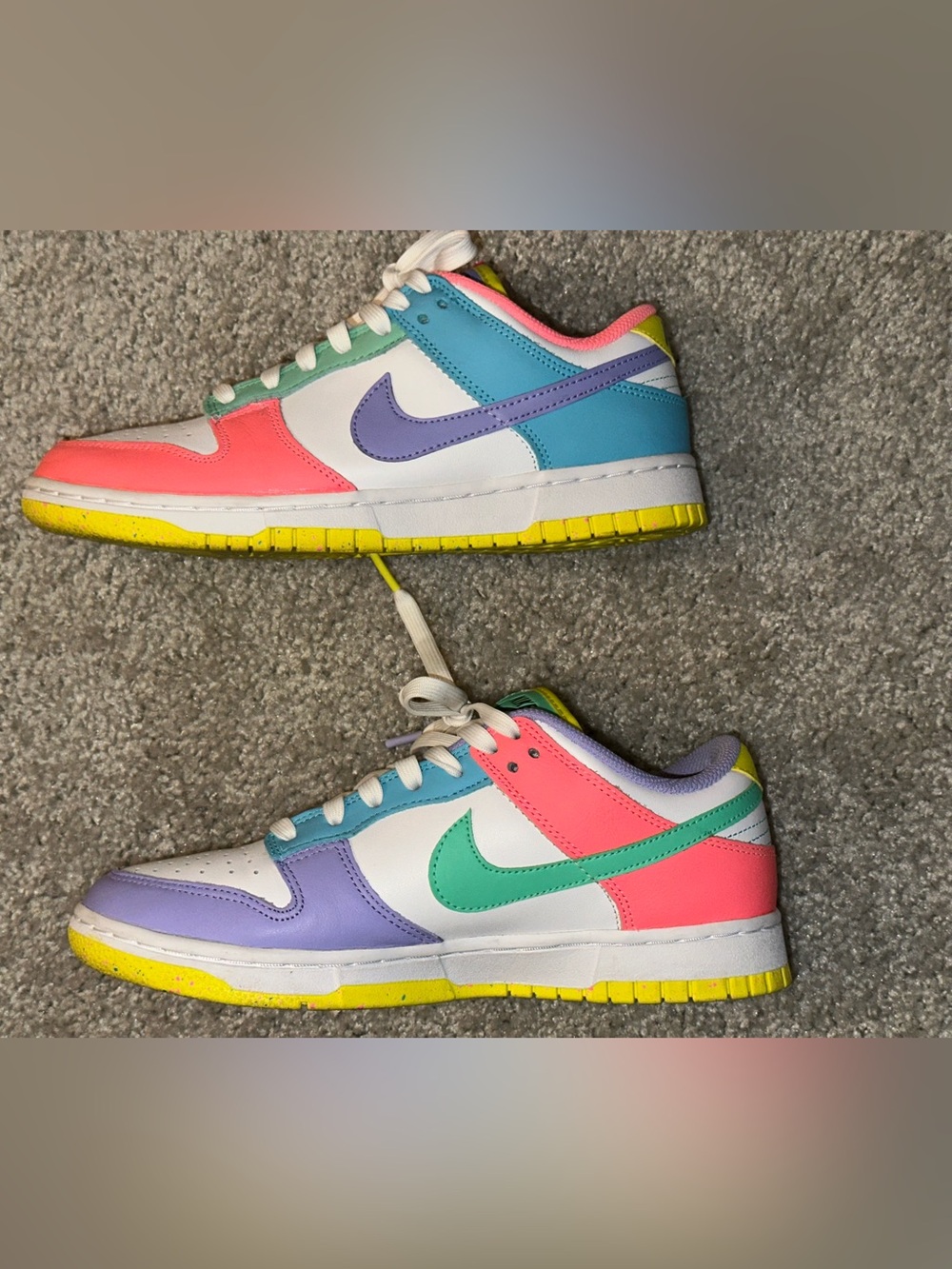 Nike Dunks Low Top Sneakers in Pastel Pink, Mint, Lavender & Yellow - Picture 2 of 4
